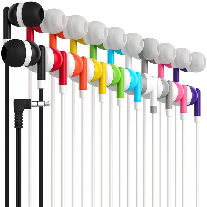Maeline Bulk Earbuds with 3.5 mm Headphone Plug - 10 Pack Wholesale Bundle - Multi Color - Image 1